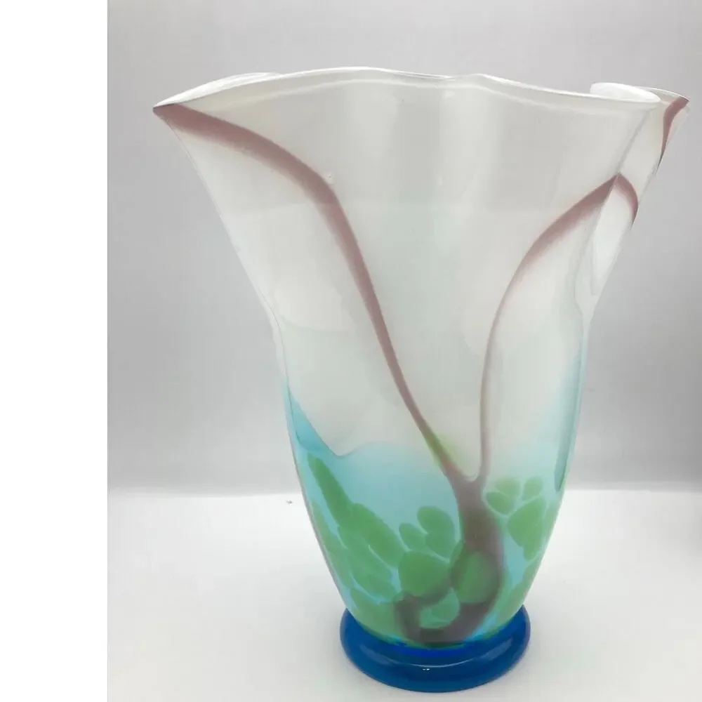 Hand Blown Art Glass Vase  9